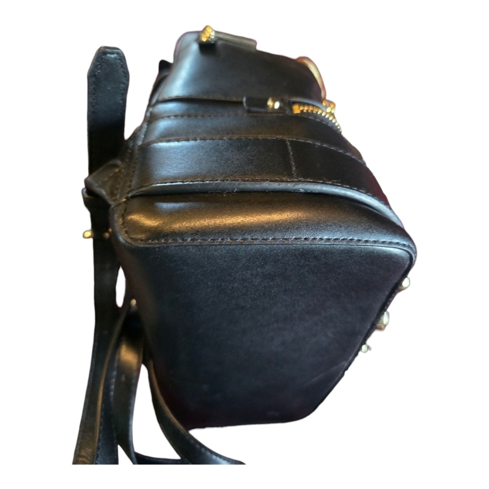 NEW MICHAEL KORS RHEA ZIP BLACK LEATHER MEDIUM BACKPACK Rare, Unique "COOL" - Picture 5 of 7